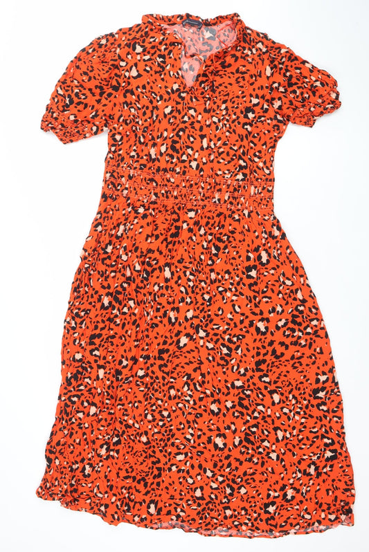 Marks and Spencer Women’s Orange Leopard Print A-Line Dress Size 18