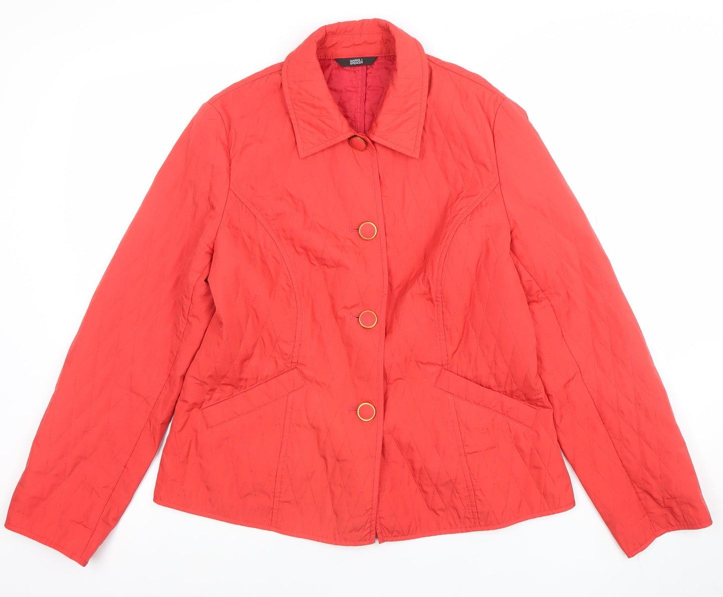 Womens UK Size 12 Marks and Spencer Red Quilted Coat