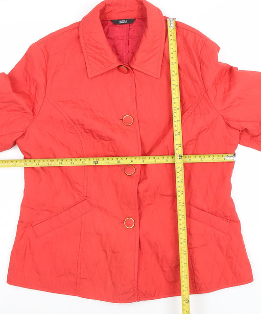 Womens UK Size 12 Marks and Spencer Red Quilted Coat