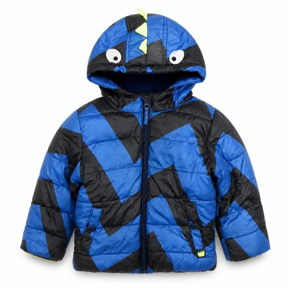 Next Unisex Blue Dinosaur Puffer Jacket 18-24 Months Hooded Winter Coat