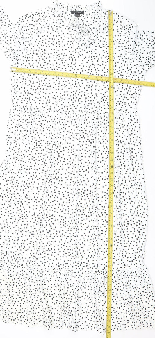 Esmara Women White Polka Dot Midi A-Line Dress Size 12