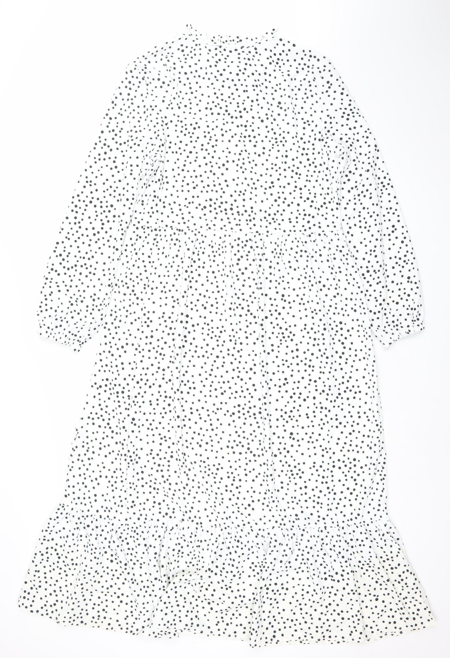 Esmara Women White Polka Dot Midi A-Line Dress Size 12