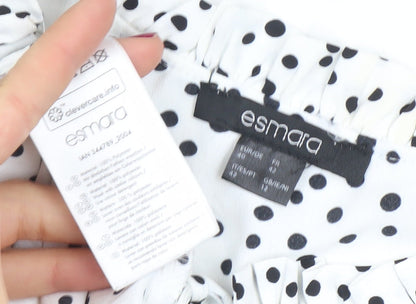 Esmara Women White Polka Dot Midi A-Line Dress Size 12