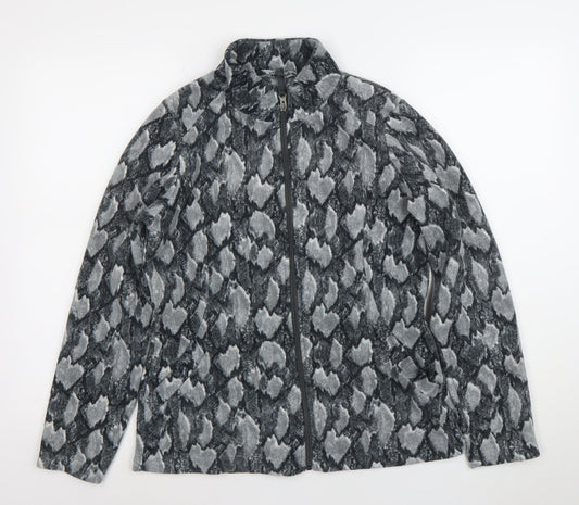 Nutmeg Womens Grey Animal Print Full Zip Fleece Jacket Size 12