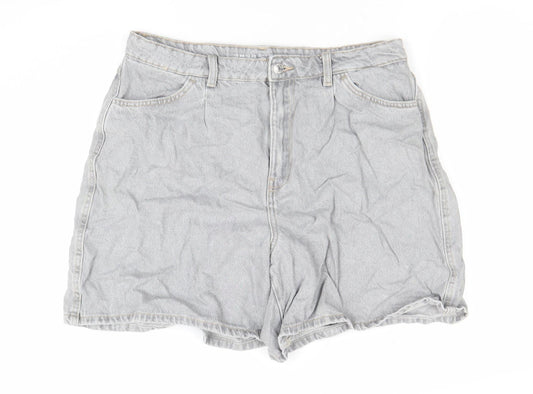 Primark Women’s Grey Mom Denim Shorts Size 12 High Waist