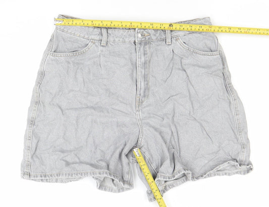 Primark Women’s Grey Mom Denim Shorts Size 12 High Waist