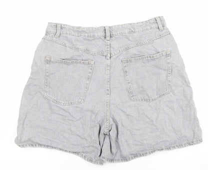 Primark Women’s Grey Mom Denim Shorts Size 12 High Waist