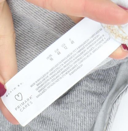 Primark Women’s Grey Mom Denim Shorts Size 12 High Waist