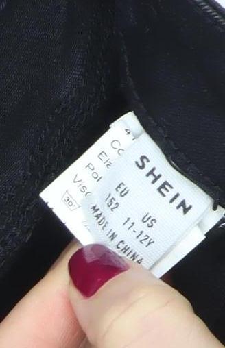 SHEIN Girls Black Skinny Jeans 11-12 Years Stretch Denim Casual