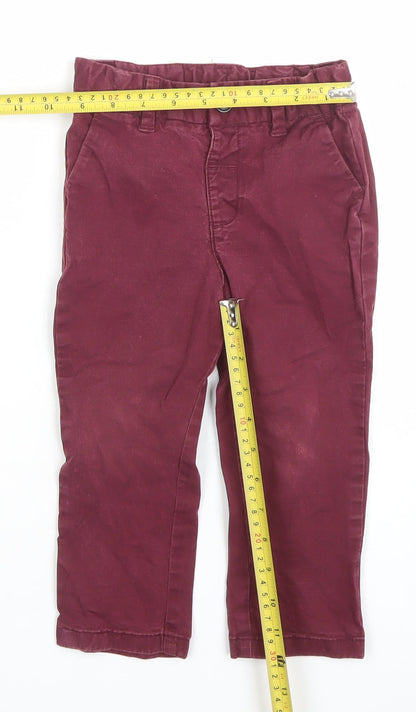 Marks and Spencer Burgundy Cotton Baby Trousers 18-24 Months Elastic Waist