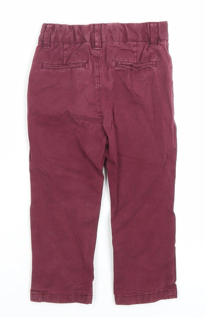 Marks and Spencer Burgundy Cotton Baby Trousers 18-24 Months Elastic Waist