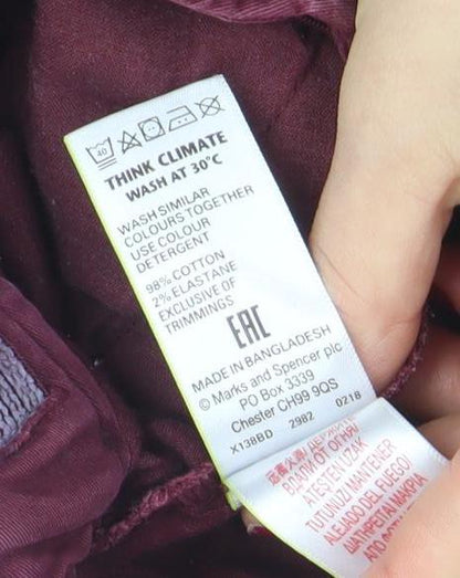 Marks and Spencer Burgundy Cotton Baby Trousers 18-24 Months Elastic Waist