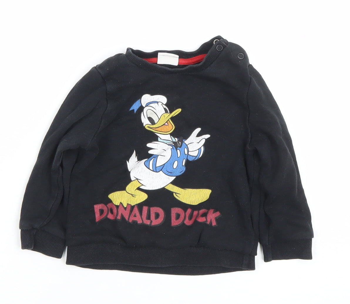 Disney Baby Donald Duck Black Long Sleeve Pullover T-Shirt 9-12 Months