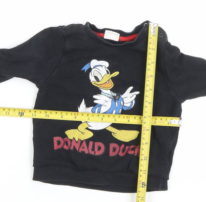 Disney Baby Donald Duck Black Long Sleeve Pullover T-Shirt 9-12 Months