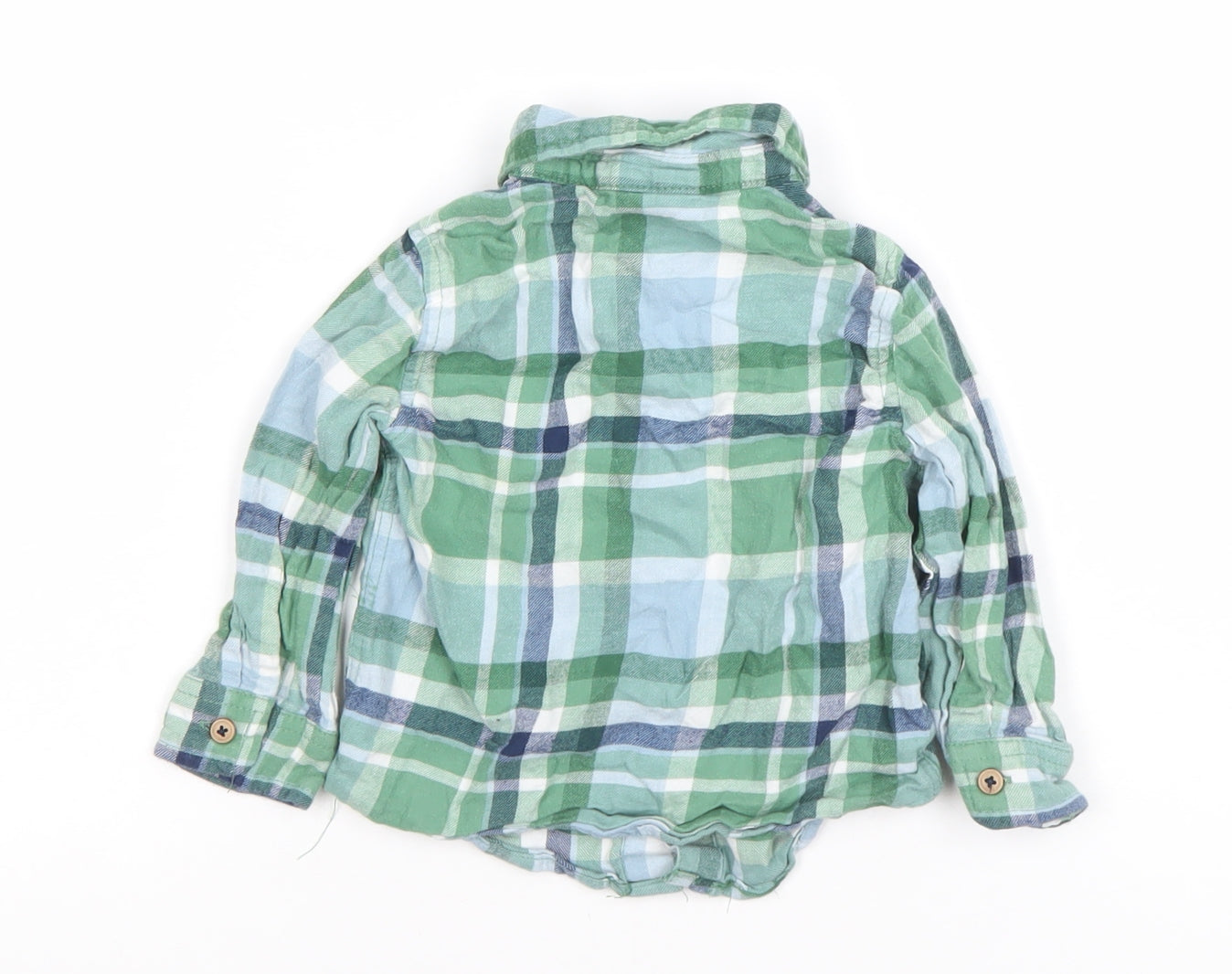 Little Impressions Boys Green Plaid Button-Up Cotton Shirt 12 Months