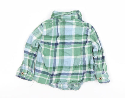 Little Impressions Boys Green Plaid Button-Up Cotton Shirt 12 Months