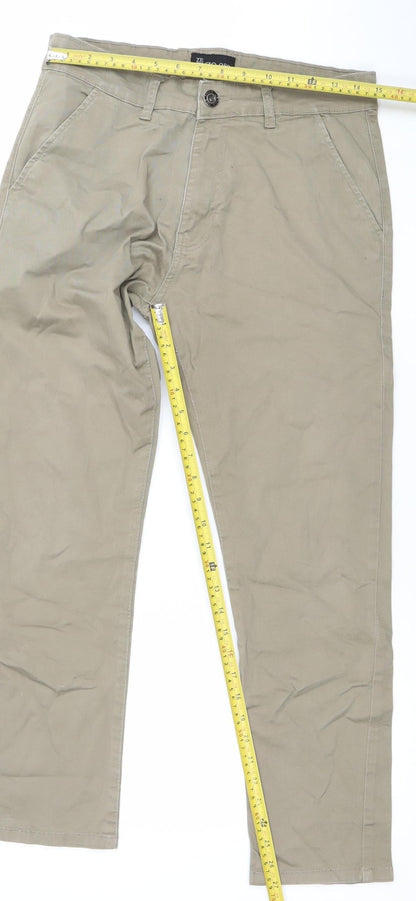 Enzo 989 Men's Beige Chino Trousers 32R Regular Fit Cotton Stretch