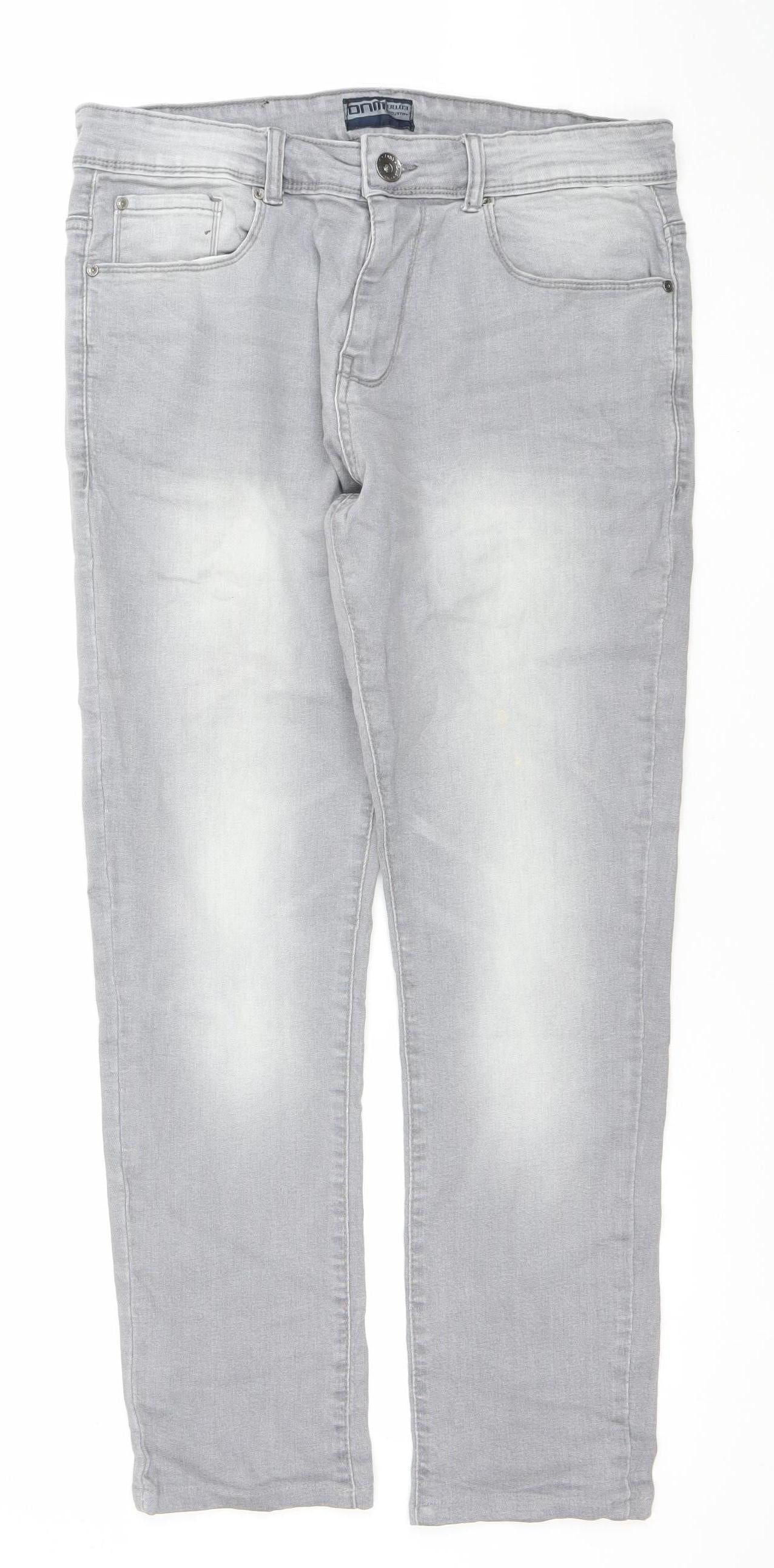 DNM Industry Men's Grey Slim Fit Straight Jeans 32S