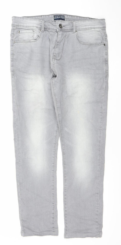 DNM Industry Men's Grey Slim Fit Straight Jeans 32S