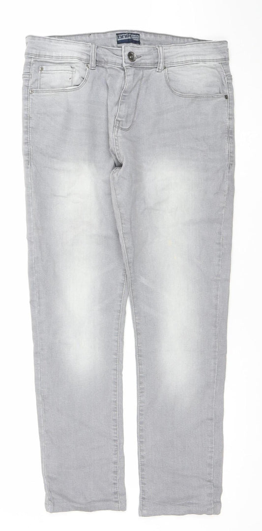 DNM Industry Men's Grey Slim Fit Straight Jeans 32S