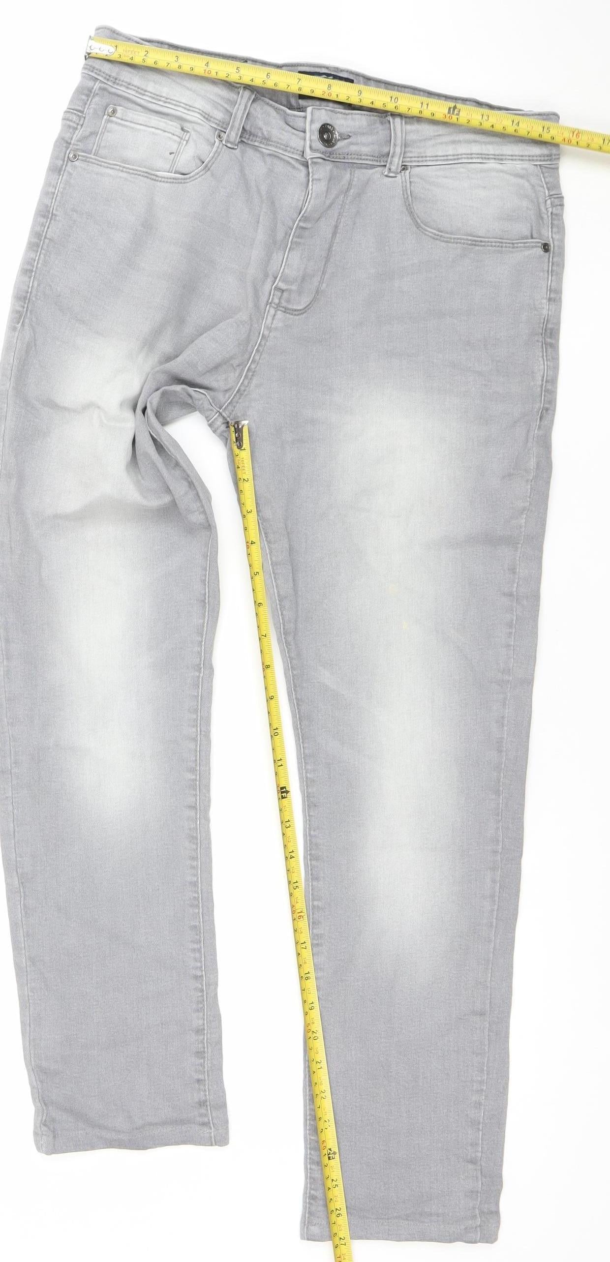 DNM Industry Men's Grey Slim Fit Straight Jeans 32S