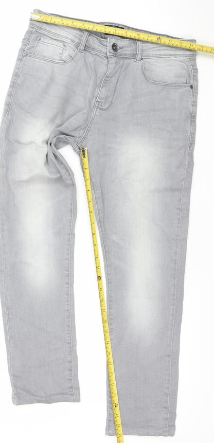 DNM Industry Men's Grey Slim Fit Straight Jeans 32S