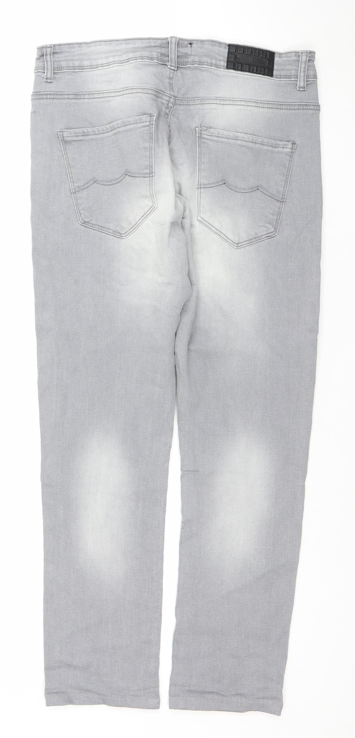 DNM Industry Men's Grey Slim Fit Straight Jeans 32S