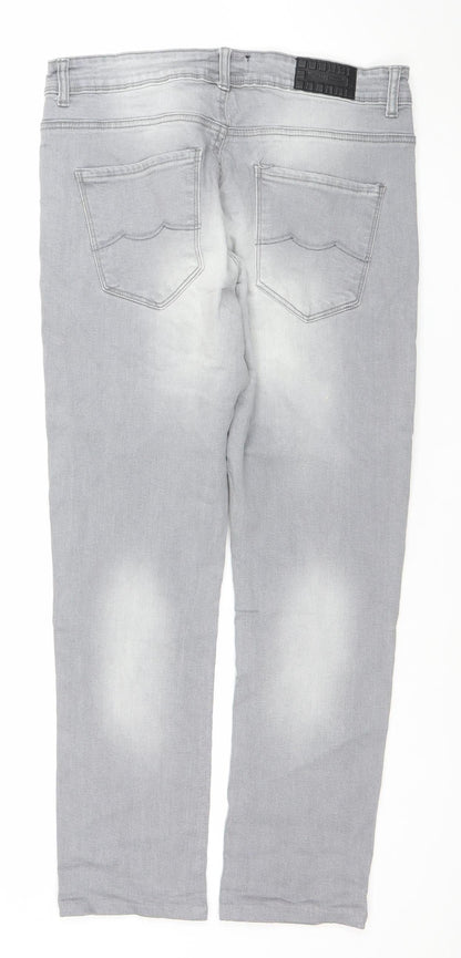 DNM Industry Men's Grey Slim Fit Straight Jeans 32S