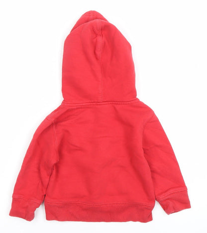 GAP Red Hooded Fleece Logo Pullover Sweatshirt 12-18 Months Unisex Baby