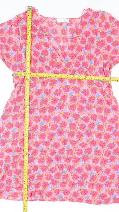 Primark Women’s Pink Floral Fit & Flare Knee Length Dress Size 14