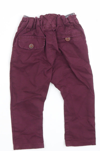 Next Unisex Baby Red Khaki Trousers 6-9 Months Elastic Waist Casual