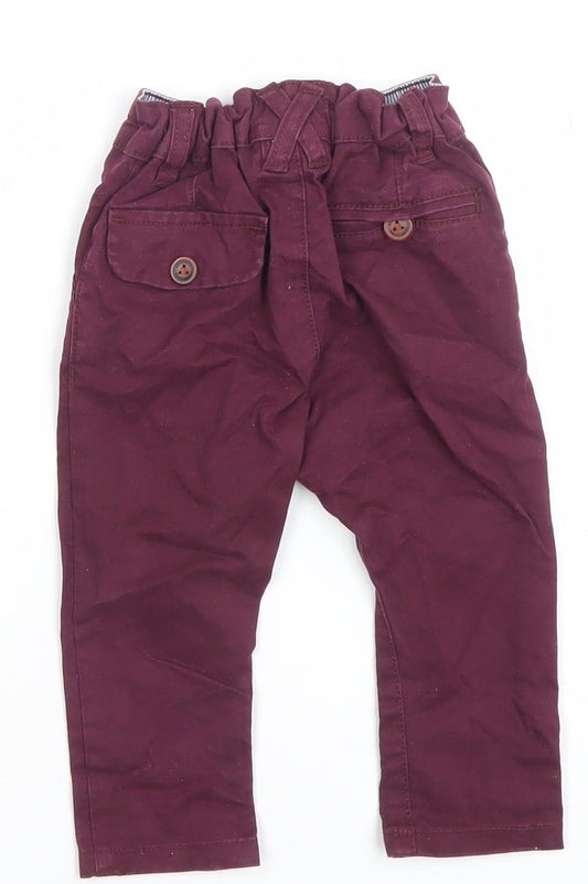 Next Unisex Baby Red Khaki Trousers 6-9 Months Elastic Waist Casual