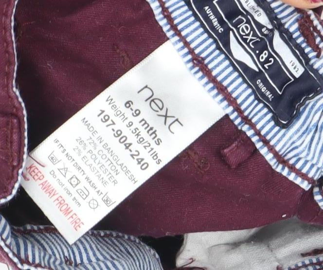 Next Unisex Baby Red Khaki Trousers 6-9 Months Elastic Waist Casual