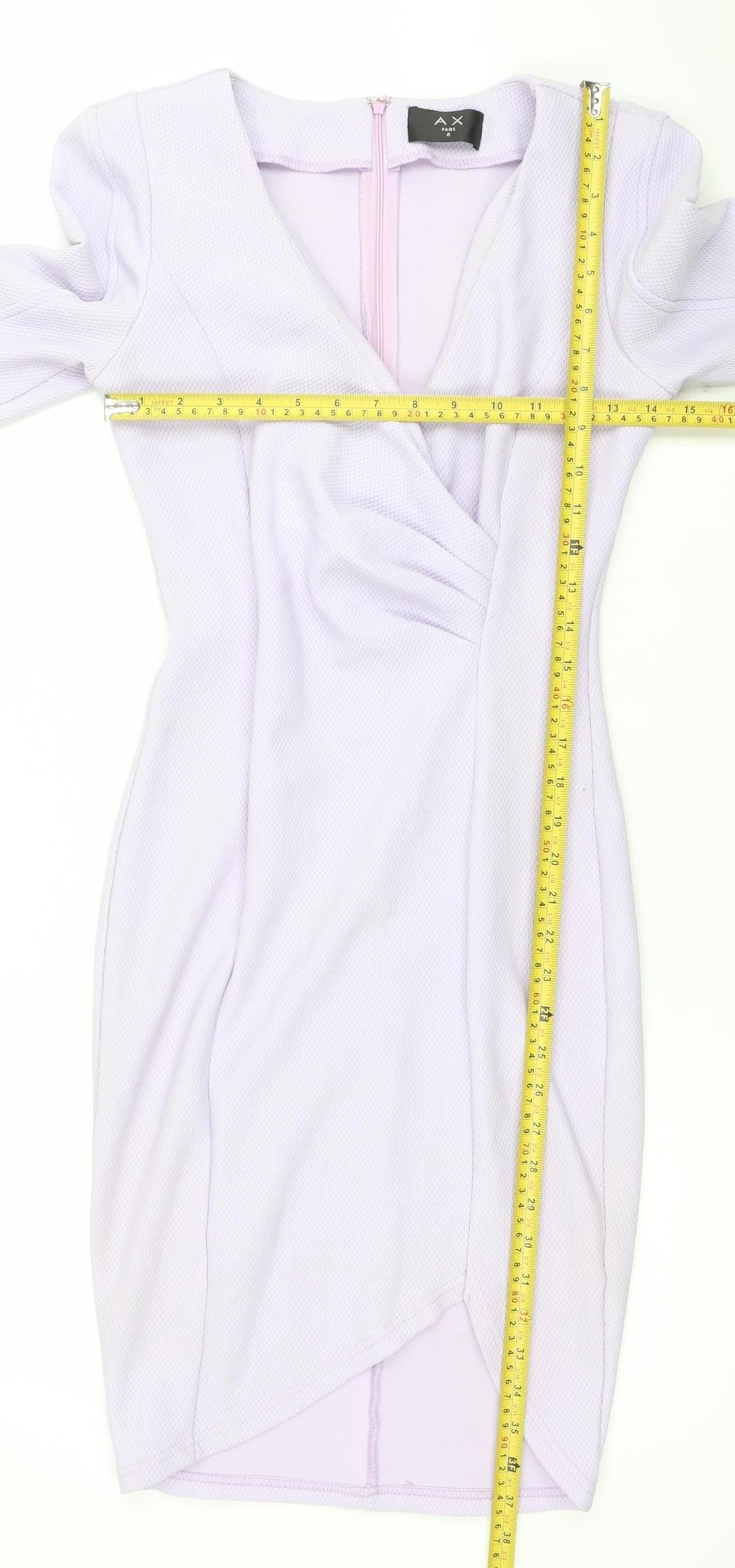 Armani Exchange Women Purple Bodycon Dress Size 8 Long Sleeve