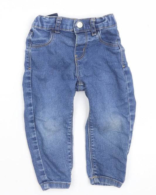 Primark Unisex Baby Blue Denim Jeans 12-18 Months Elastic Waist Casual