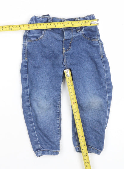 Primark Unisex Baby Blue Denim Jeans 12-18 Months Elastic Waist Casual