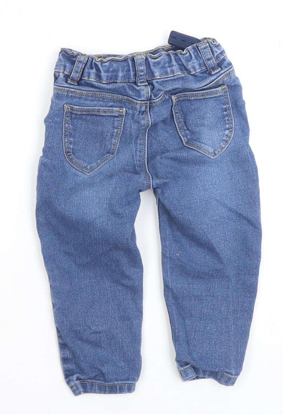 Primark Unisex Baby Blue Denim Jeans 12-18 Months Elastic Waist Casual