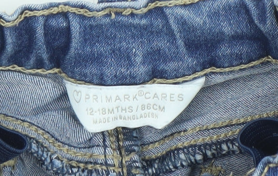 Primark Unisex Baby Blue Denim Jeans 12-18 Months Elastic Waist Casual
