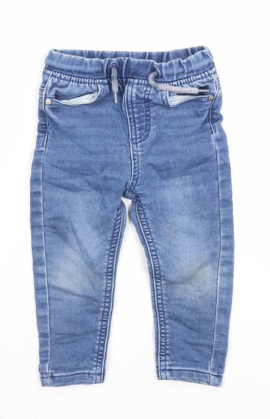 Dunnes Stores Blue Baby Jeans 9-12 Months Unisex Stretch Denim Trousers