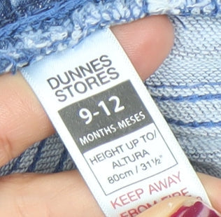 Dunnes Stores Blue Baby Jeans 9-12 Months Unisex Stretch Denim Trousers
