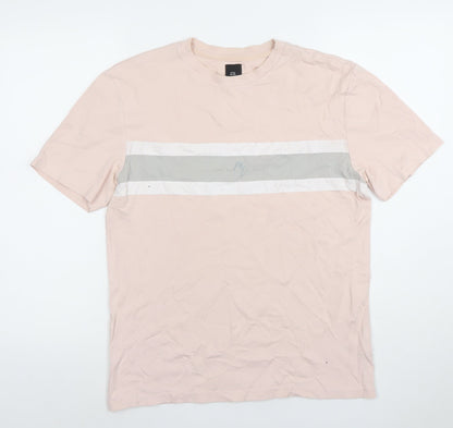 River Island Men’s Beige Colourblock Crew Neck T-Shirt Size S