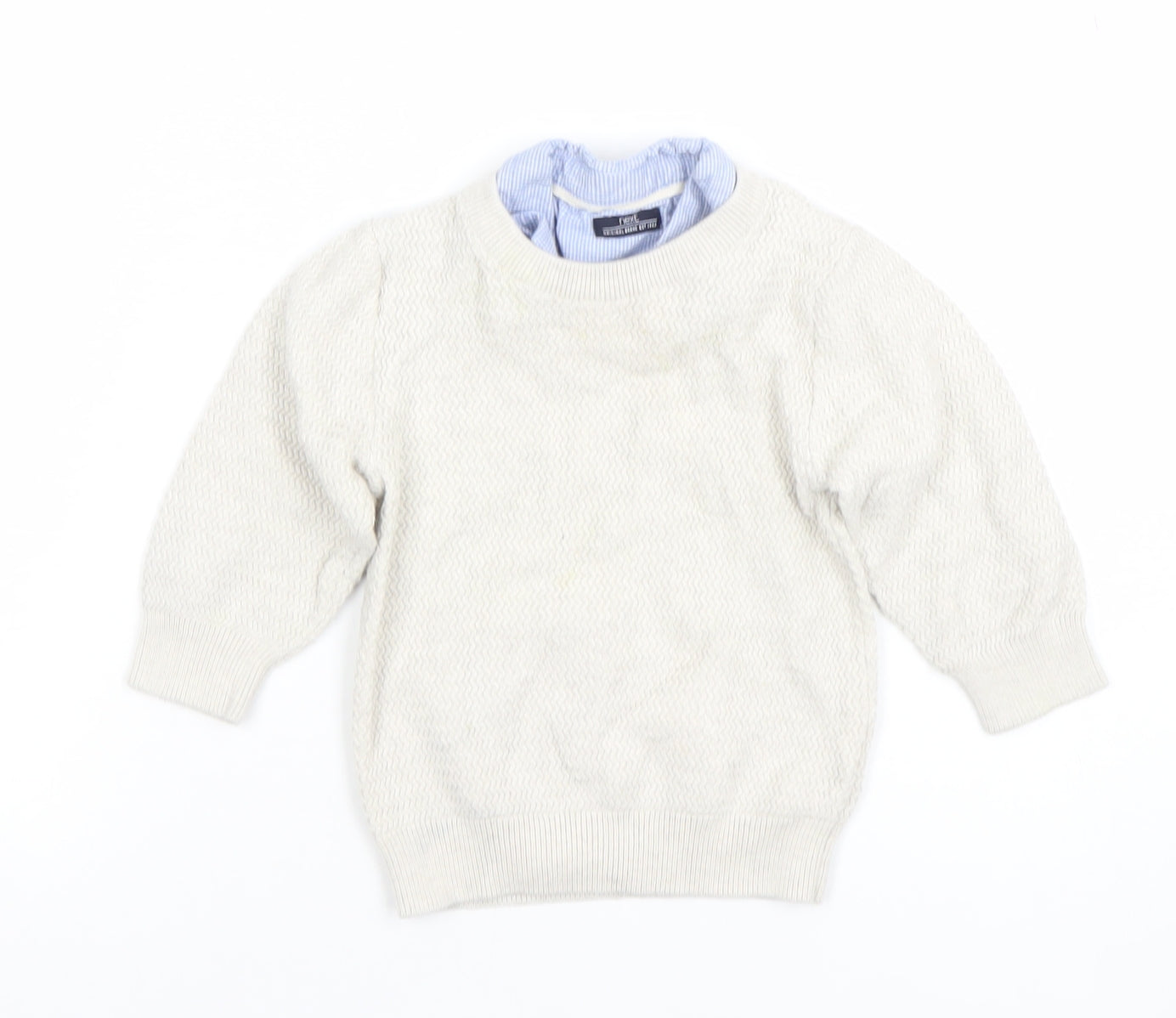 Next Boys Beige Cotton Knit Pullover Jumper 9-12 Months