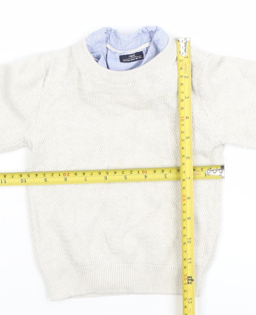 Next Boys Beige Cotton Knit Pullover Jumper 9-12 Months