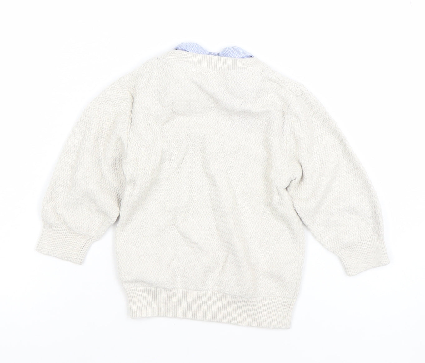 Next Boys Beige Cotton Knit Pullover Jumper 9-12 Months