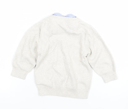 Next Boys Beige Cotton Knit Pullover Jumper 9-12 Months