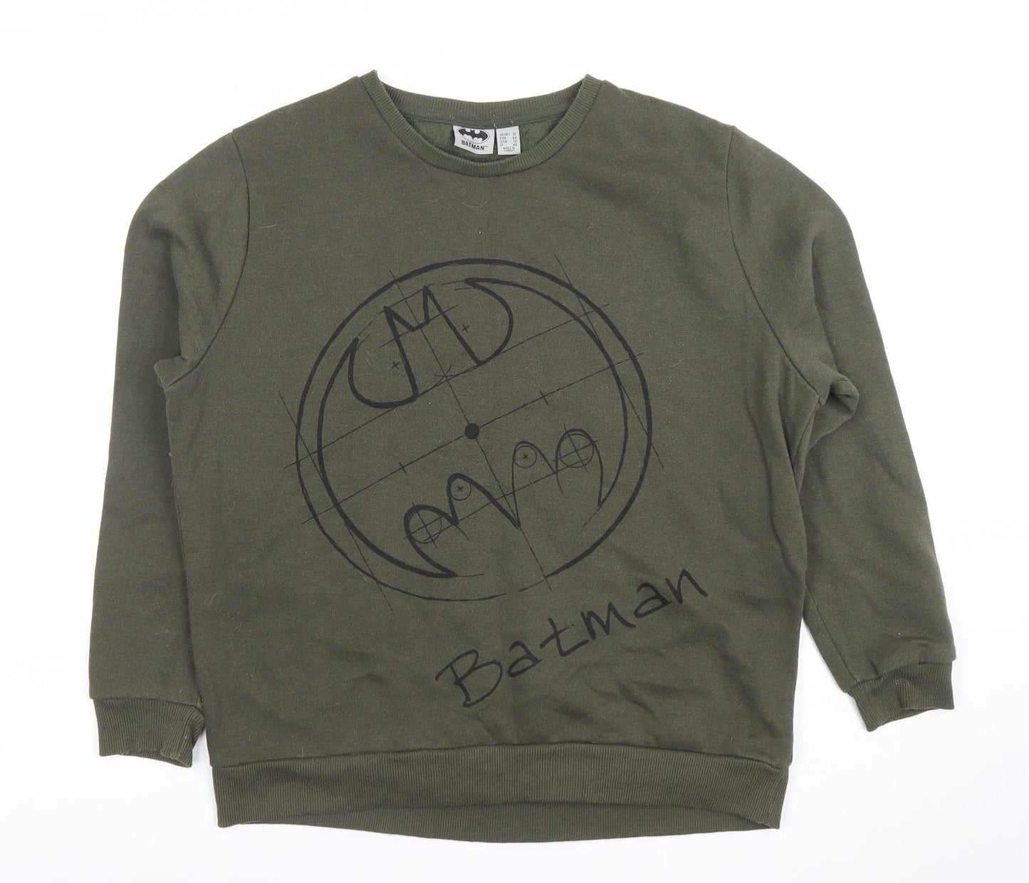 Womens UK Size 16 Batman Green Pullover Sweatshirt