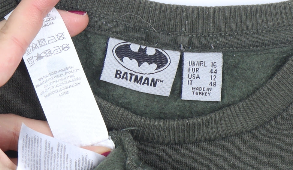 Womens UK Size 16 Batman Green Pullover Sweatshirt