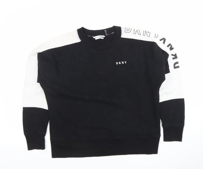 Womens UK Size XS DKNY Black Pullover Sweatshirt