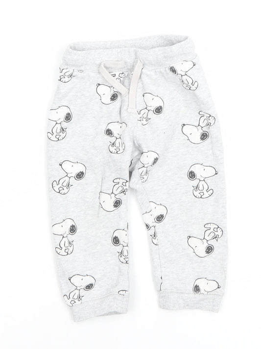 H&M Peanuts Snoopy Grey Jogger Trousers 18-24 Months Unisex Baby