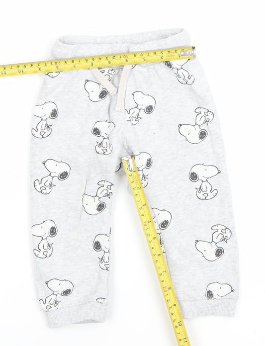H&M Peanuts Snoopy Grey Jogger Trousers 18-24 Months Unisex Baby